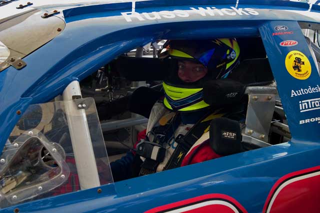 Russ in the NASCAR-spec Ford Taurus